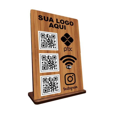 Display QR Code Personalizável - 3 Elementos (PIX, Redes Sociais)